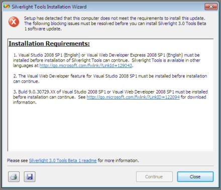 Can't Install on VS 2010